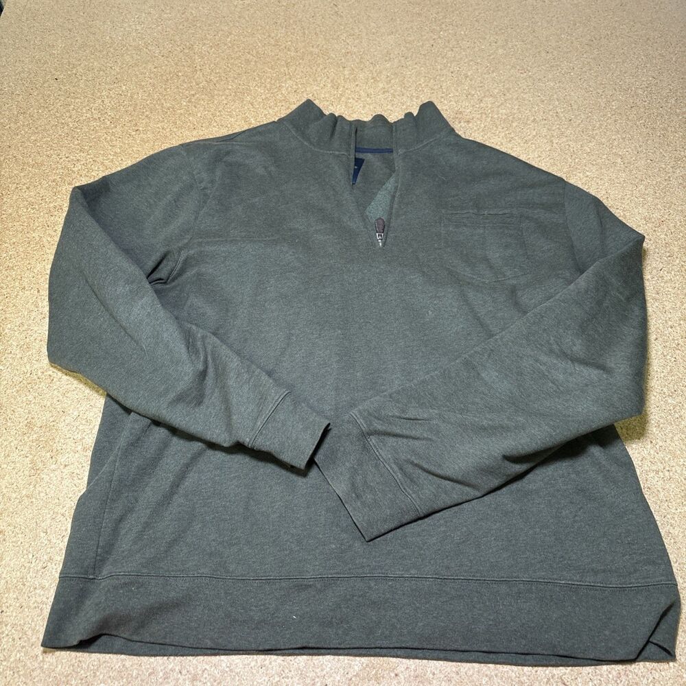 Brooks Brothers Sweater Mens XL Green 1/4 Zip Cotton Mock Neck Pullover